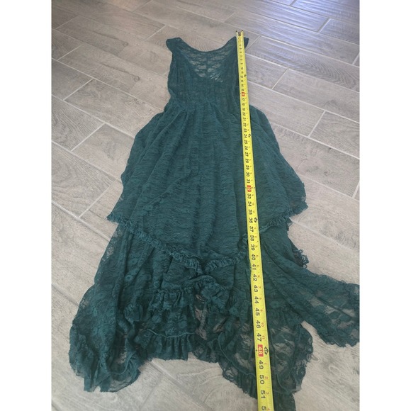 Intimately Free People French Courtship Slip Dress Green Lace Ruffle Tiered XS - Picture 4 of 7